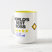 世界の最高のボス(名前&ユーモア)オフィスのコーヒーマグ ツートーンマグカップ (正面左)