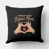 世界の最高のボーナスママ義母 | ハートハンドギフト クッション (裏面)