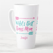 世界の最高のボーナス母義母ピンク母の日 カフェラテマグ (左アングル)