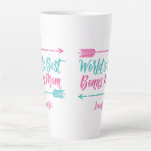 世界の最高のボーナス母義母ピンク母の日 カフェラテマグ (正面)