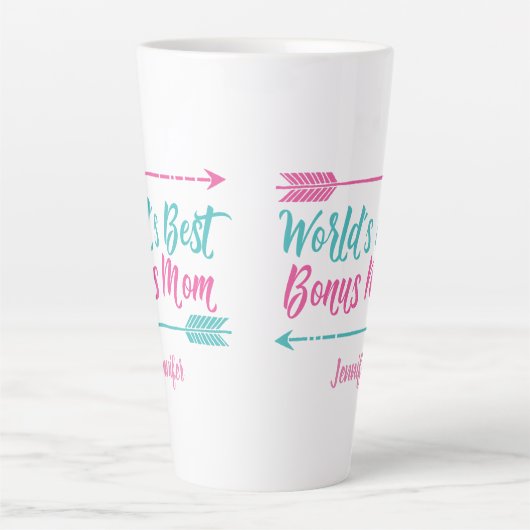 世界の最高のボーナス母義母ピンク母の日 カフェラテマグ (正面)