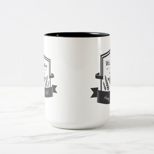 世界の最高のママが自分の名前を愛する ツートーンマグカップ (中央)