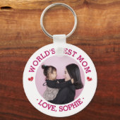 世界の最高のママ写真カスタム キーホルダー (正面)