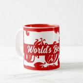 世界の最高のママ・ダ赤と白マスク ツートーンマグカップ (正面左)
