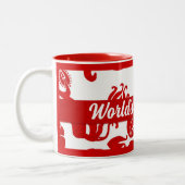 世界の最高のママ・ダ赤と白マスク ツートーンマグカップ (左)