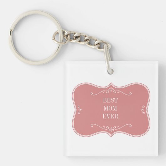 世界の最高のママ、ピンクのフレームのキーチェーン キーホルダー (正面)