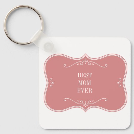 世界の最高のママ、ピンクのフレームのキーチェーン キーホルダー (正面)