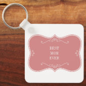 世界の最高のママ、ピンクのフレームのキーチェーン キーホルダー (正面)