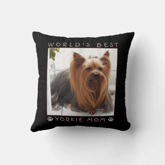 世界の最高のヨークシャーテリアマムピンク灰色の前足の写真 クッション (裏面)