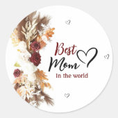 世界の最高の丸ステッカーの心の中の母親 ラウンドシール (正面)