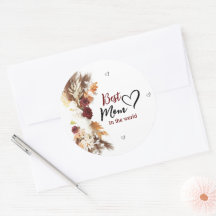 世界の最高の丸ステッカーの心の中の母親