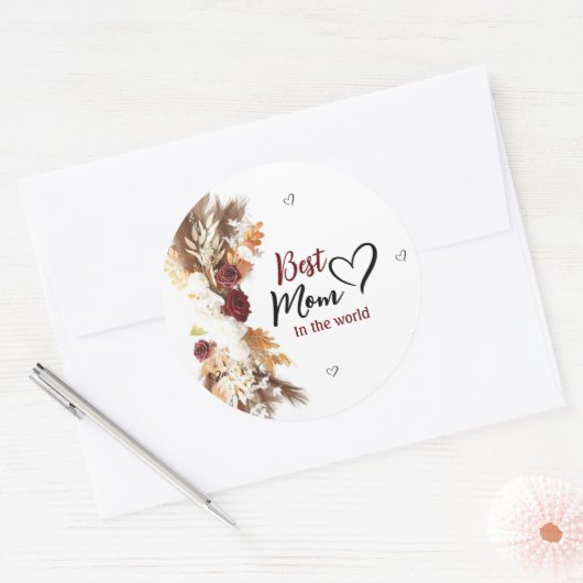 世界の最高の丸ステッカーの心の中の母親 ラウンドシール (封筒)