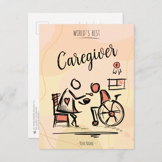 世界の最高の介護士・車椅子の人 ポストカード (正面/裏面)