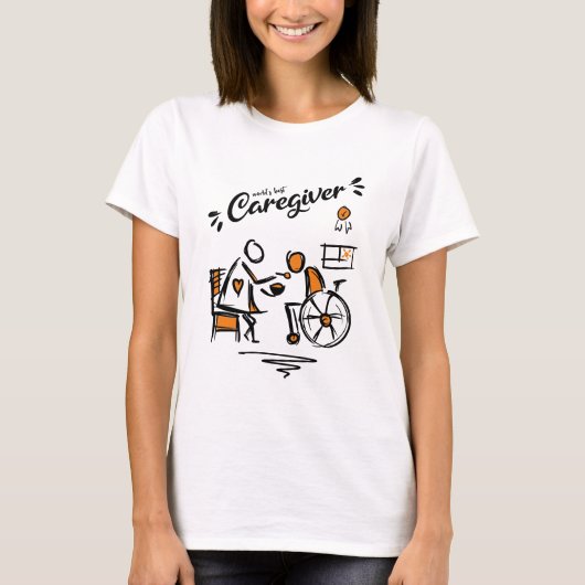 世界の最高の介護士・車椅子の人 Tシャツ (正面)