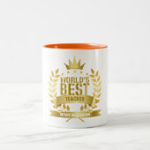 世界の最高の先生おもしろい金ゴールド ツートーンマグカップ (中央)