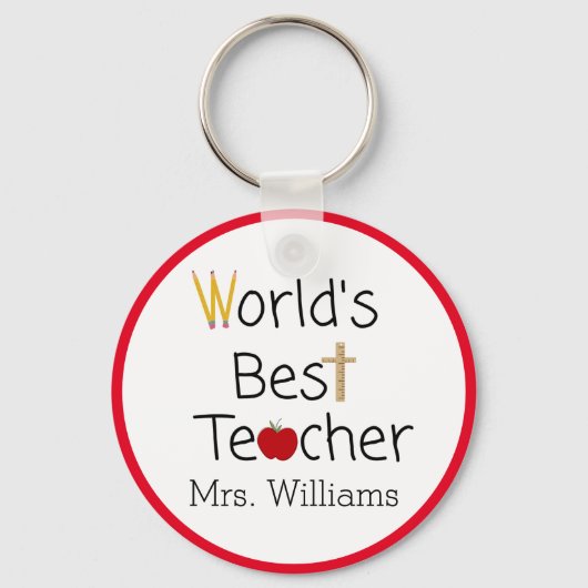 世界の最高の先生カッコいいスクール用品キーチェーン キーホルダー (正面)