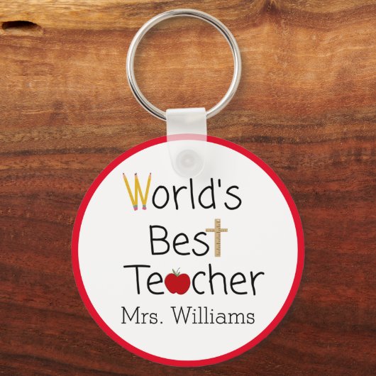 世界の最高の先生カッコいいスクール用品キーチェーン キーホルダー (正面)