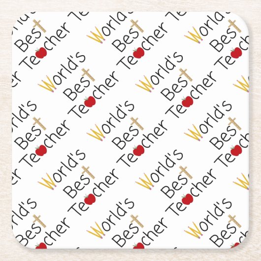世界の最高の先生カッコいい学校用品 スクエアペーパーコースター (正面)