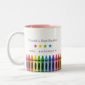 世界の最高の先生ギフトマグ ツートーンマグカップ (左)