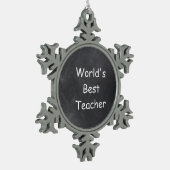 世界の最高の先生シャルボードデザインギフトアイディア スノーフレークピューターオーナメント (左)