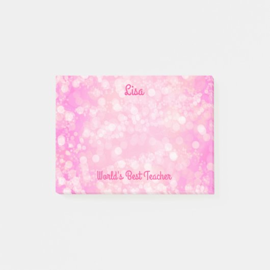 世界の最高の先生ピンク《写真》ぼけ味 ポストイット (正面)