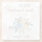 世界の最高の先生フローラパーソナライズされた ガラスコースター (裏面)