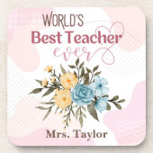 世界の最高の先生フローラパーソナライズされた コースター (正面)