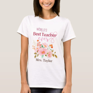 世界の最高の先生フローラパーソナライズされた Tシャツ
