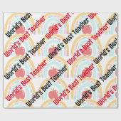 世界の最高の先生供給レインボー・アップル ラッピングペーパー (フラット)