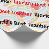 世界の最高の先生供給レインボー・アップル ラッピングペーパー (角)