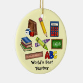 世界の最高の先生学校教育教室 セラミックオーナメント (右)