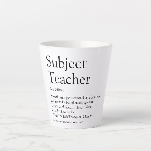 世界の最高の先生定義 カフェラテマグ (正面)