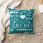 世界の最高の先生 – 白ハート+カスタマイズ可能 クッション (ブランケット)