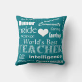 世界の最高の先生 – 白ハート+カスタマイズ可能 クッション (裏面)