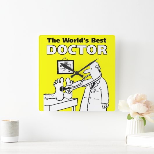 世界の最高の医者 スクエア壁時計 (ホーム)