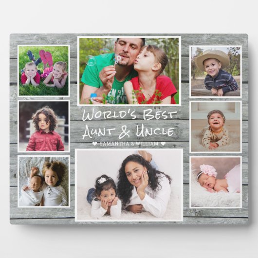 世界の最高の叔母と叔父8フォトグレーの木 フォトプラーク (正面)