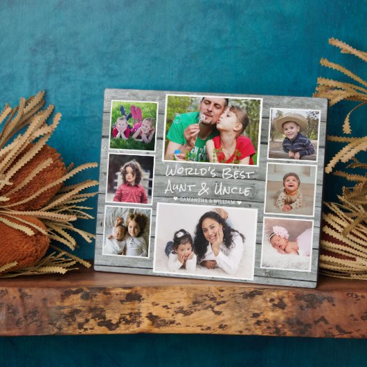 世界の最高の叔母と叔父8フォトグレーの木 フォトプラーク (側面)