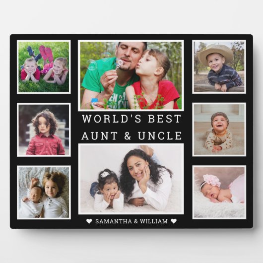 世界の最高の叔母と叔父8フォトブラック&ホワイト フォトプラーク (正面)