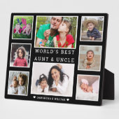 世界の最高の叔母と叔父8フォトブラック&ホワイト フォトプラーク (側面)
