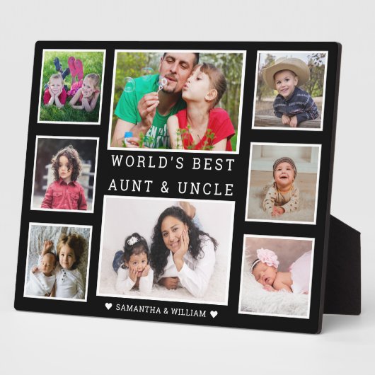 世界の最高の叔母と叔父8フォトブラック&ホワイト フォトプラーク (側面)