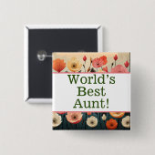 世界の最高の叔母のピン 缶バッジ (正面&裏面)