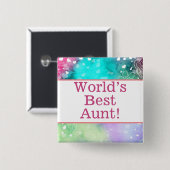 世界の最高の叔母のピン 缶バッジ (正面&裏面)