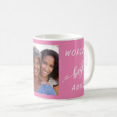 世界の最高の叔母写真パーソナライズされたピンク コーヒーマグカップ (正面右)