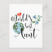 世界の最高の叔母感傷的な水色の花 ポストカード (正面)