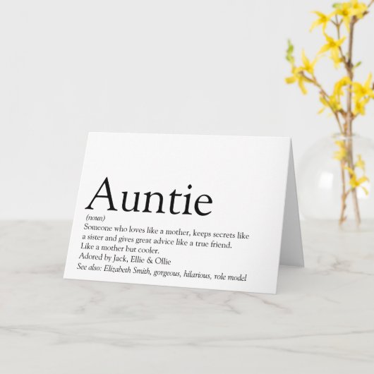 『世界の最高の叔母』 カード (黄色い花)