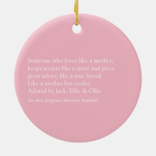 世界の最高の叔母、叔母の定義ピガーリーンク セラミックオーナメント (裏面)