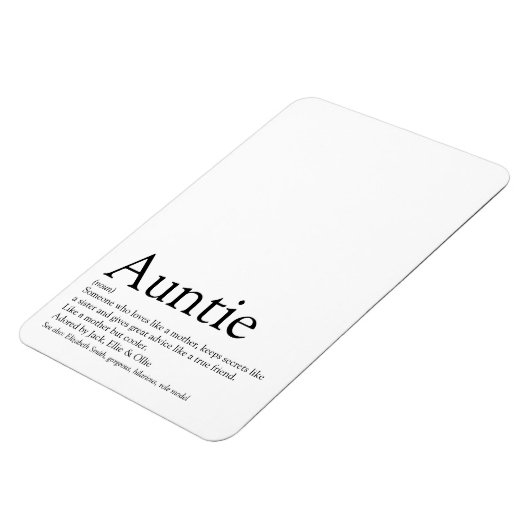 世界の最高の叔母、叔母の定義モダンおもしろい マグネット (左側)