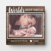 世界の最高の叔父のカスタム写真素朴茶色の木 フォトプラーク (正面)