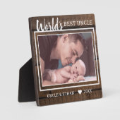 世界の最高の叔父のカスタム写真素朴茶色の木 フォトプラーク (正面)