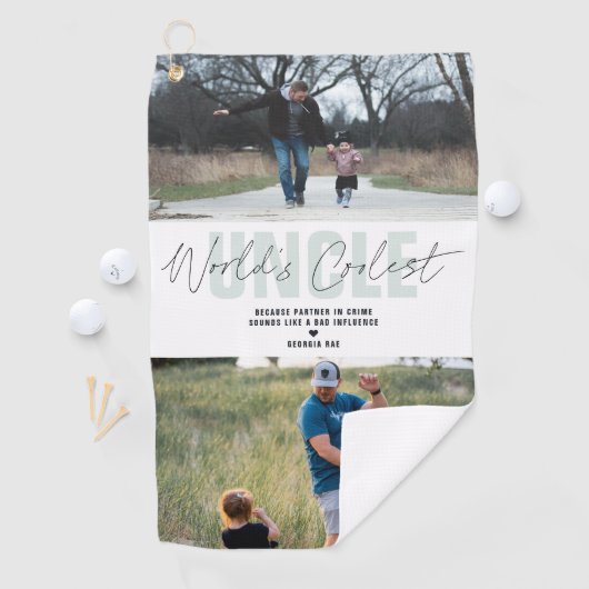 世界の最高の叔父 |写真モダンコラージュ ゴルフタオル (インサイチュ)